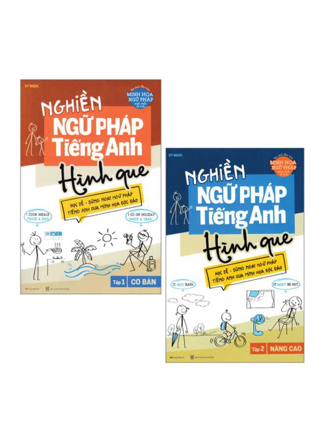 Combo Nghiền Ngữ Pháp Tiếng Anh Hình Que - Tập 1: Cơ Bản + Tập 2: Nâng Cao (Bộ 2 Cuốn)