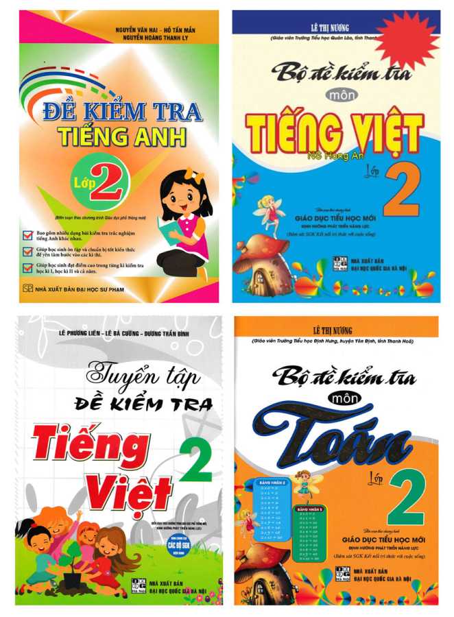 Combo Đề Kiểm Tra Toán - Tiếng Việt - Tiếng Anh Lớp 2 (Bộ 4 Cuốn)