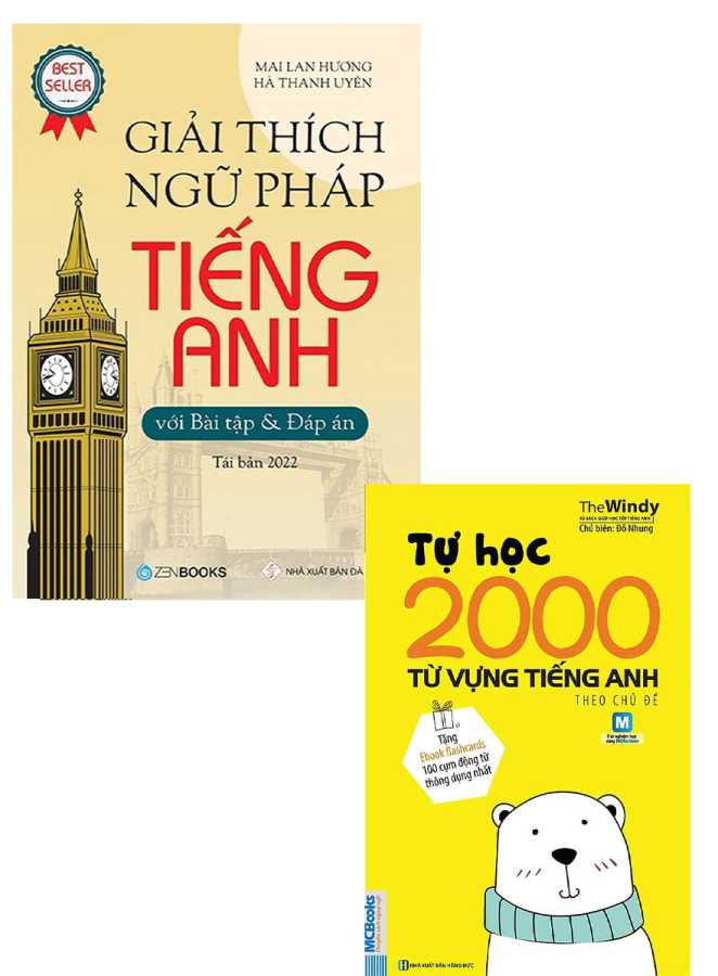 Combo Giải Thích Ngữ Pháp Tiếng Anh Với Bài Tập Và Đáp Án + Tự Học 2000 Từ Vựng Tiếng Anh Theo Chủ Đề (Bộ 2 Cuốn)